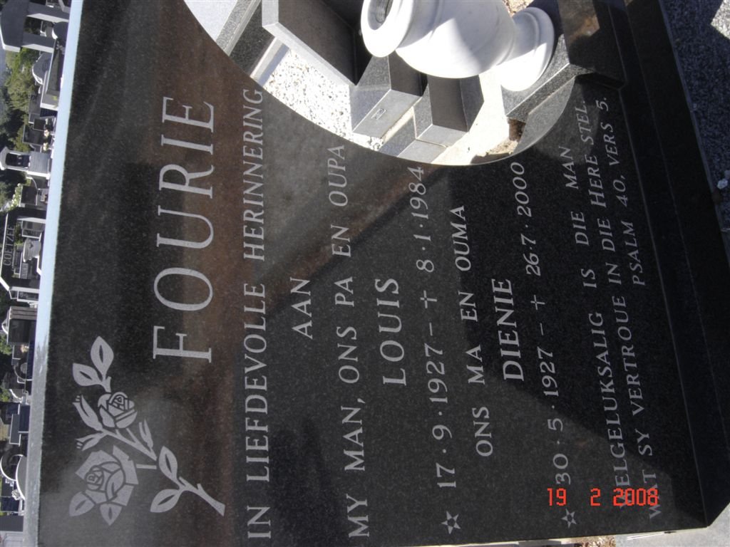 FOURIE Louis 1927-1984 &amp; Dienie 1927-2000