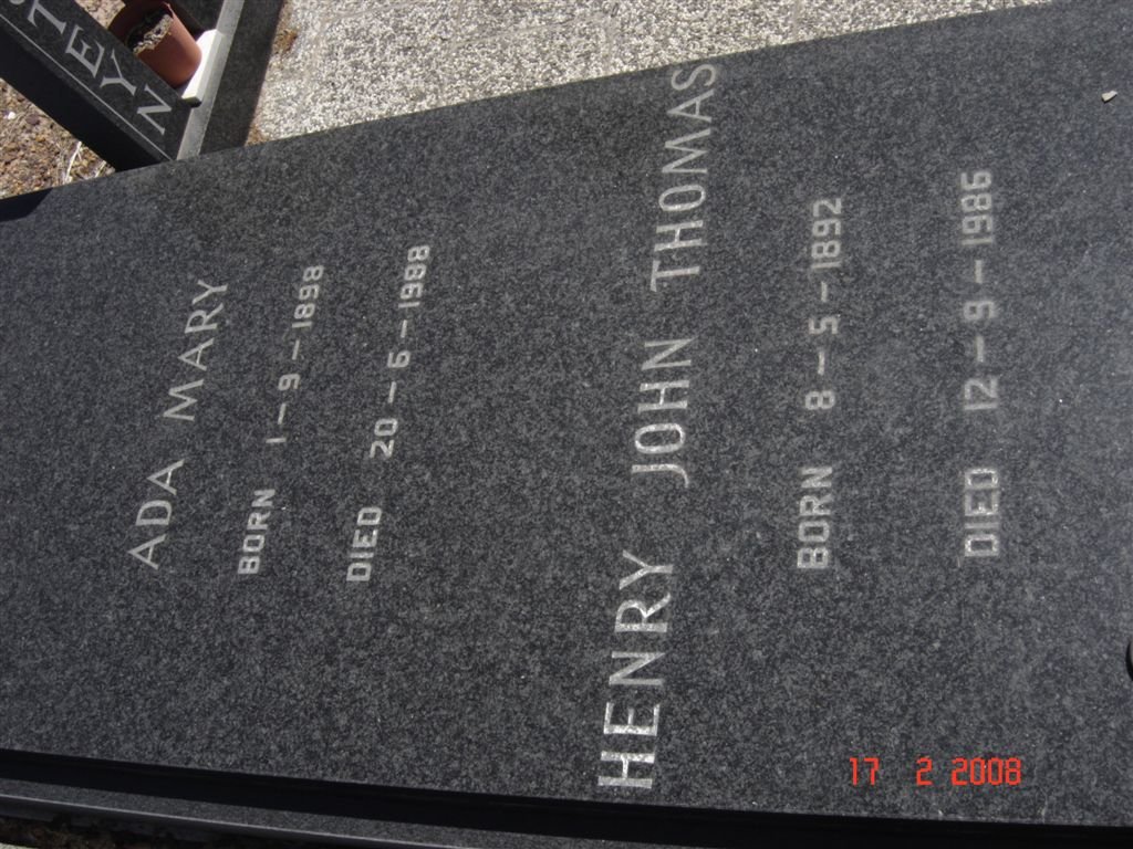 FAULKNER Henry John Thomas 1892-1986 &amp; Ada Mary 1898-1988