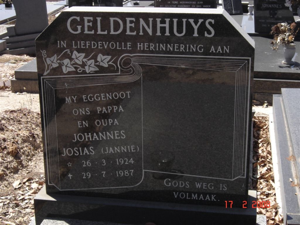 GELDENHUYS Johannes Josias 1924-1987