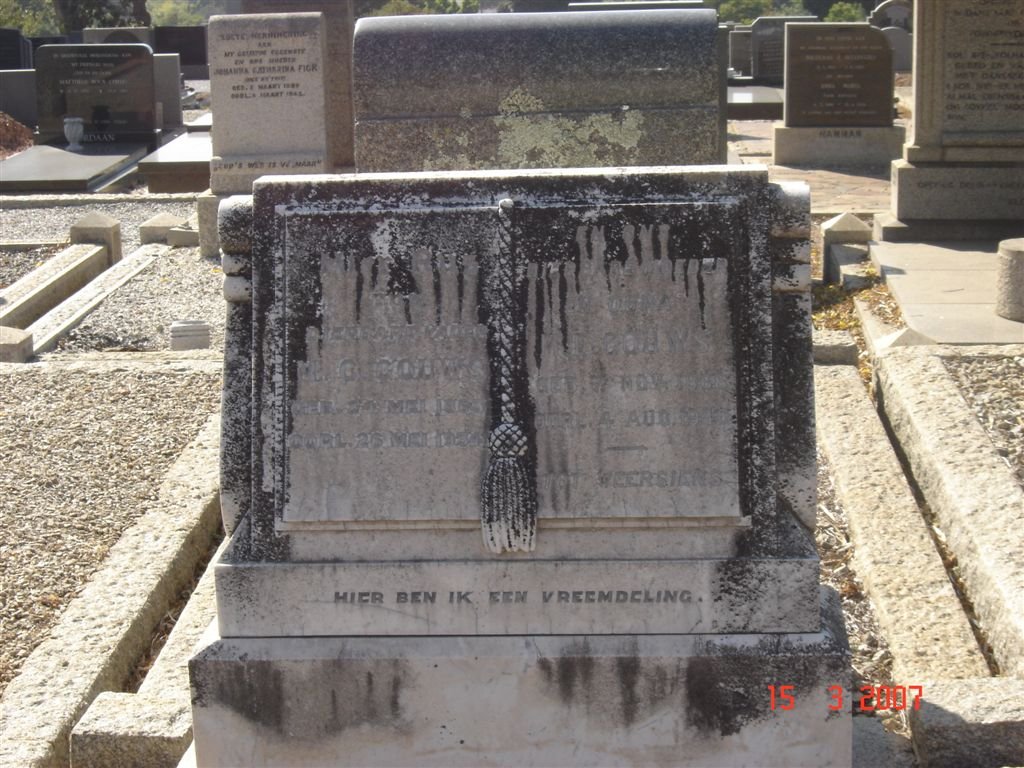 GOUWS M.G. 18?-1934 &amp; M.E. 186?-1944