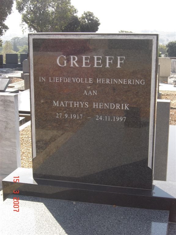 GREEFF Matthys Hendrik 1917-1997