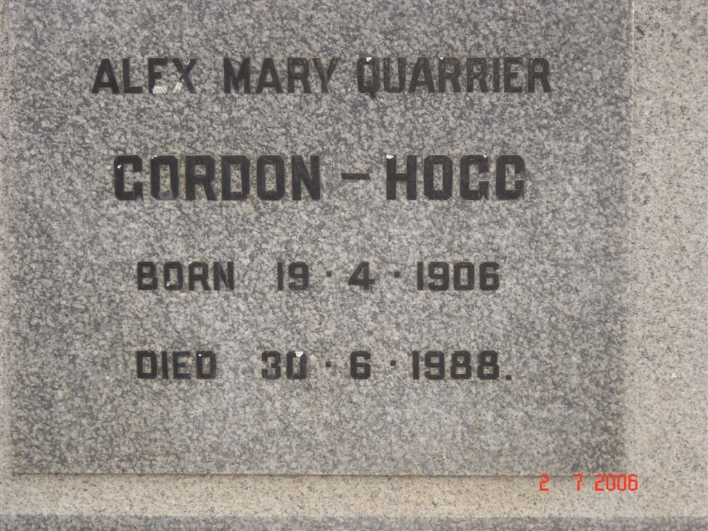 GORDON-HOGG Alex Mary Quarrier 1906-1988