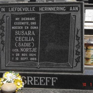 GREEFF Susara Cecilia nee NORTJé 1924-1989