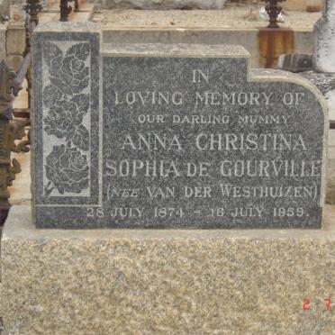 GOURVILLE Anna Christina Sophia, de nee VAN DER WESTHUIZEN 1874-1959