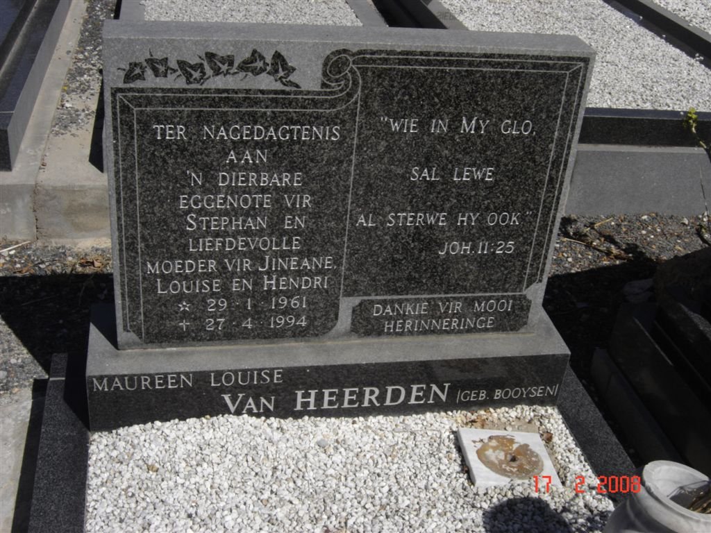 HEERDEN Maureen Louise, van nee BOOYSEN 1961-1994