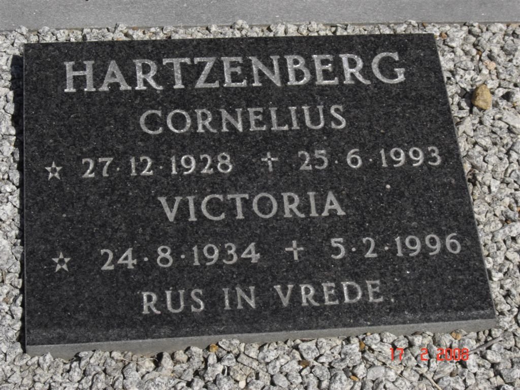 HARTZENBERG Cornelius 1928-1993 &amp; Victoria 1934-1996