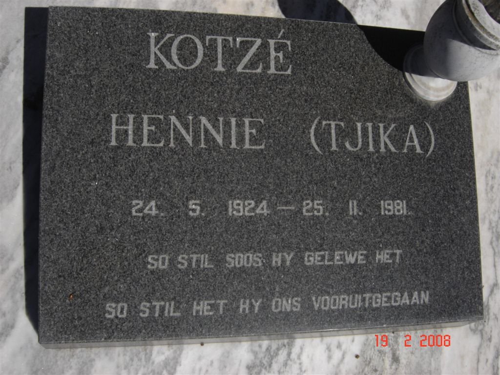 KOTZé Hennie 1924-1981