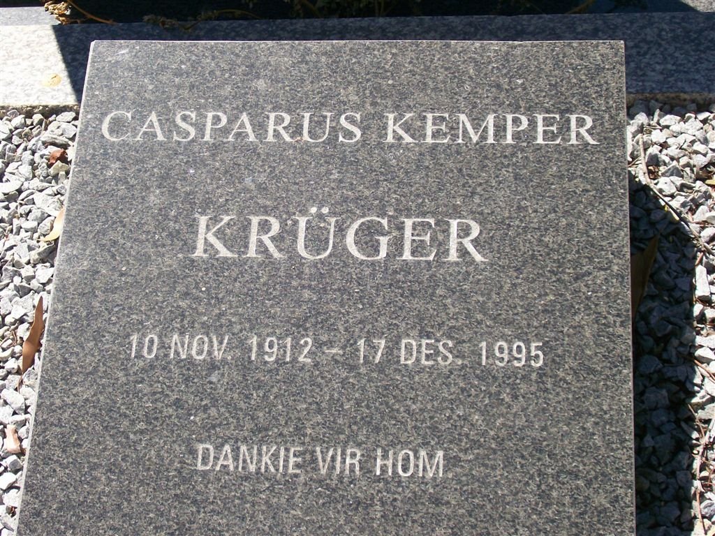 KRUGER Casparus Kemper 1912-1995