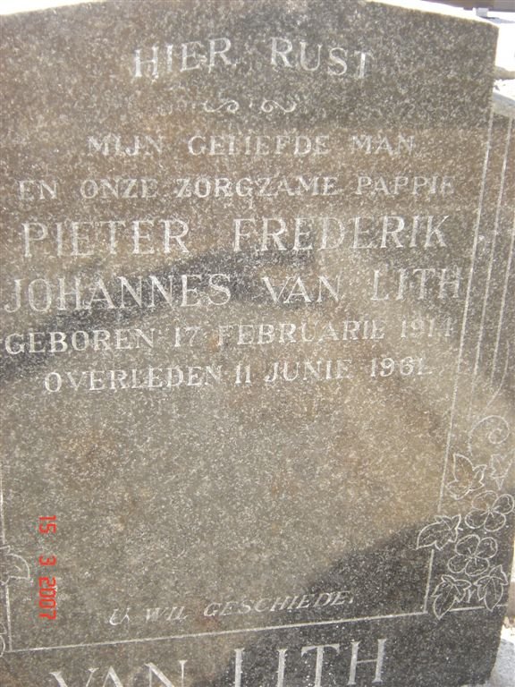 LITH Pieter Frederik Johannes, van 1914-1961