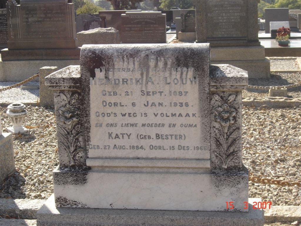 LOUW Hendrik A. 1887-1936 &amp; Katy BESTER 1884-1966