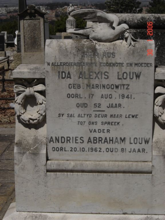 LOUW Andries Abraham -1962 &amp; Ida Alexis MARINCOWITZ -1941
