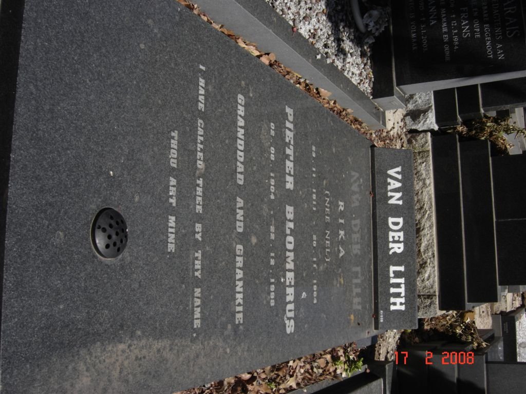 LITH Pieter Blomerus, van der 1904-1998 &amp; Rika NEL 1911-1984