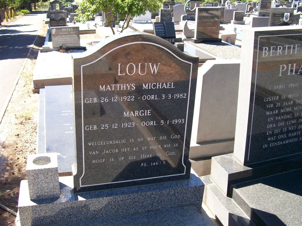 LOUW Matthys Michael 1922-1982 &amp; Margie 1923-1993