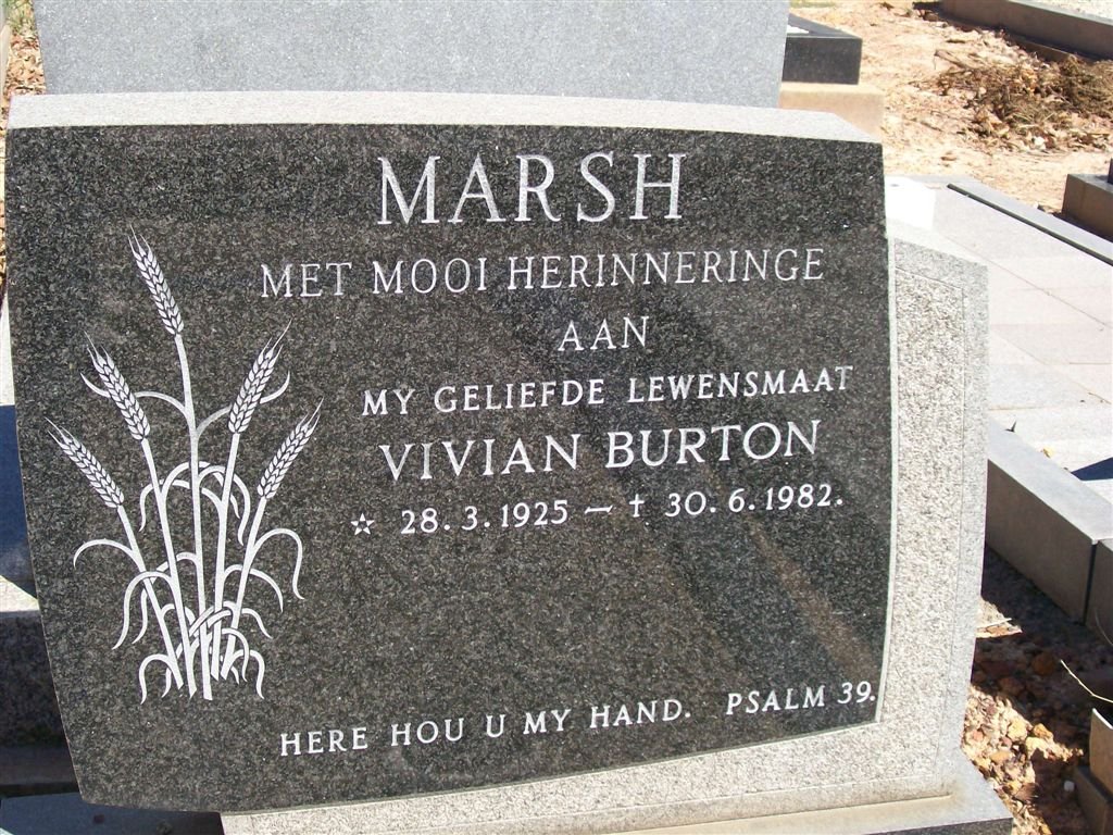 MARSH Vivian Burton 1925-1982
