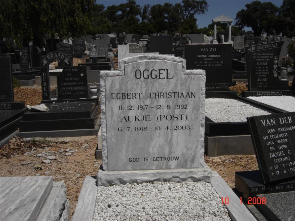 OGGEL Egbert Christiaan 1917-1992 &amp; Aukje POST 1918-2003
