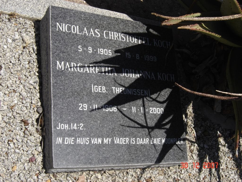 KOCH Nicolaas Christoffel 1905-1999 &amp; Margaretha Johanna THEUNISSEN 1906-2000
