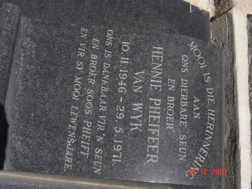 WYK Hennie Pheiffer, van 1946-1971