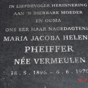 PHEIFFER Maria Jacoba Helena nee VERMEULEN 1896-1970