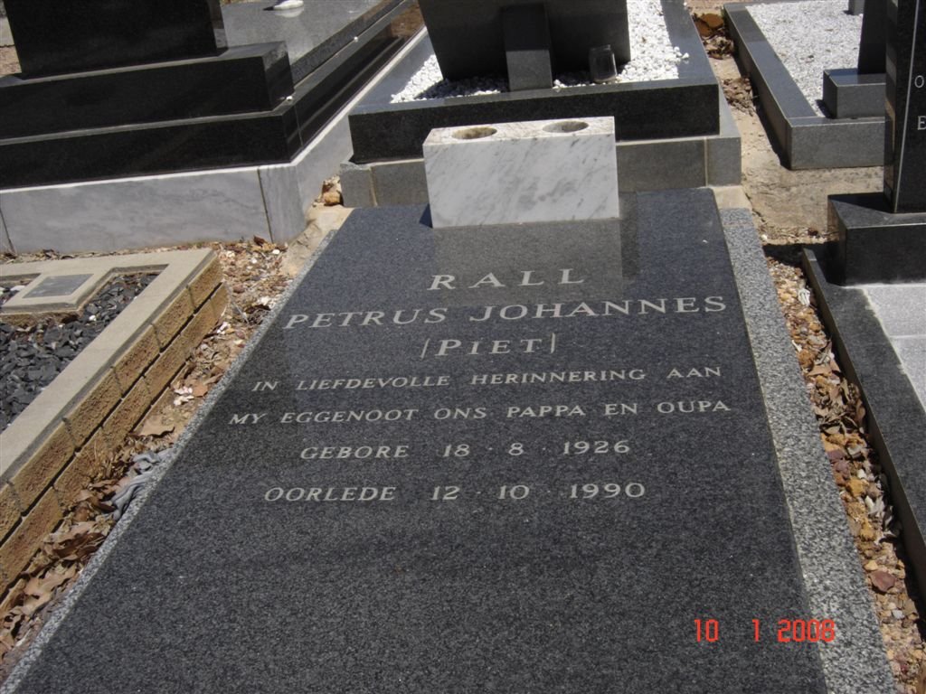 RALL Petrus Johannes 1926-1990