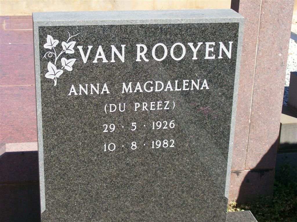 ROOYEN Anna Magdalena, van nee DU PREEZ 1926-1982