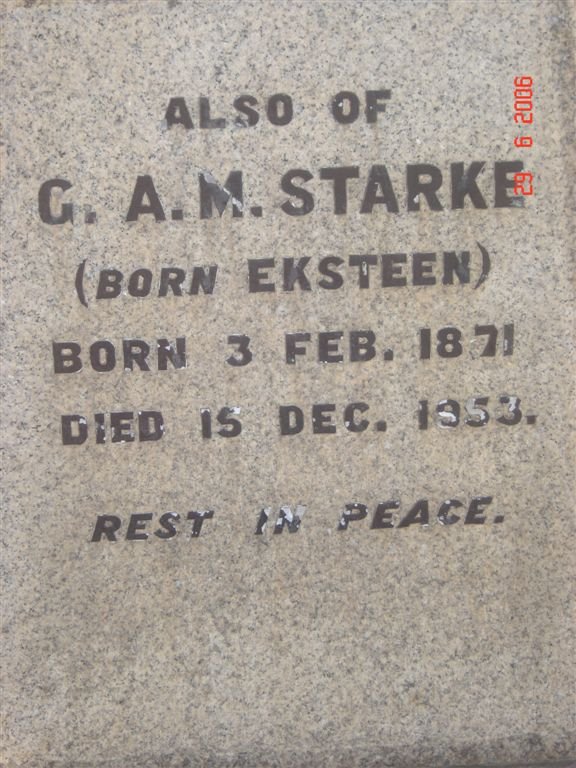 STARKE G.A.M. nee EKSTEEN 1871-1953
