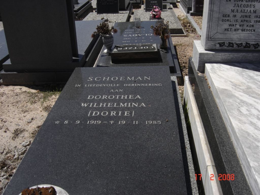 SCHOEMAN Dorothea Wilhelmina 1919-1985