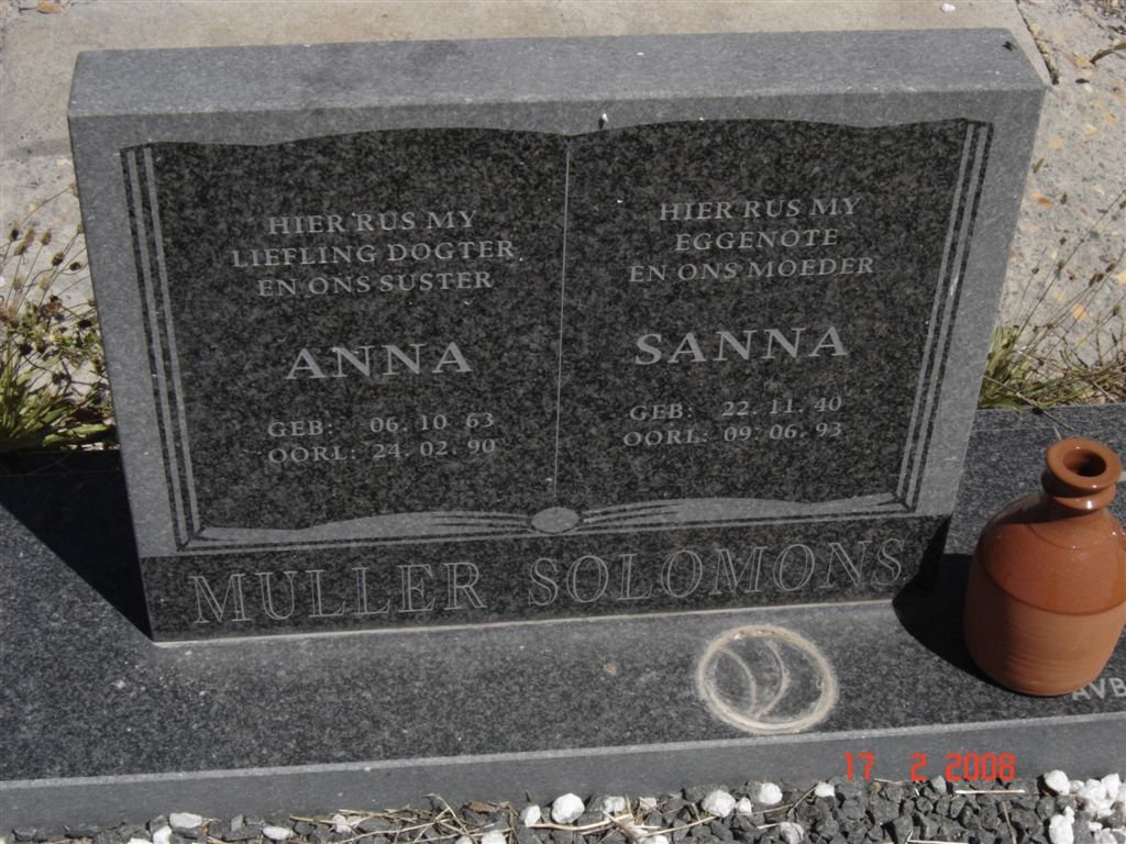 SOLOMONS Sanna 1940-1993 :: MULLER Anna 1963-1990