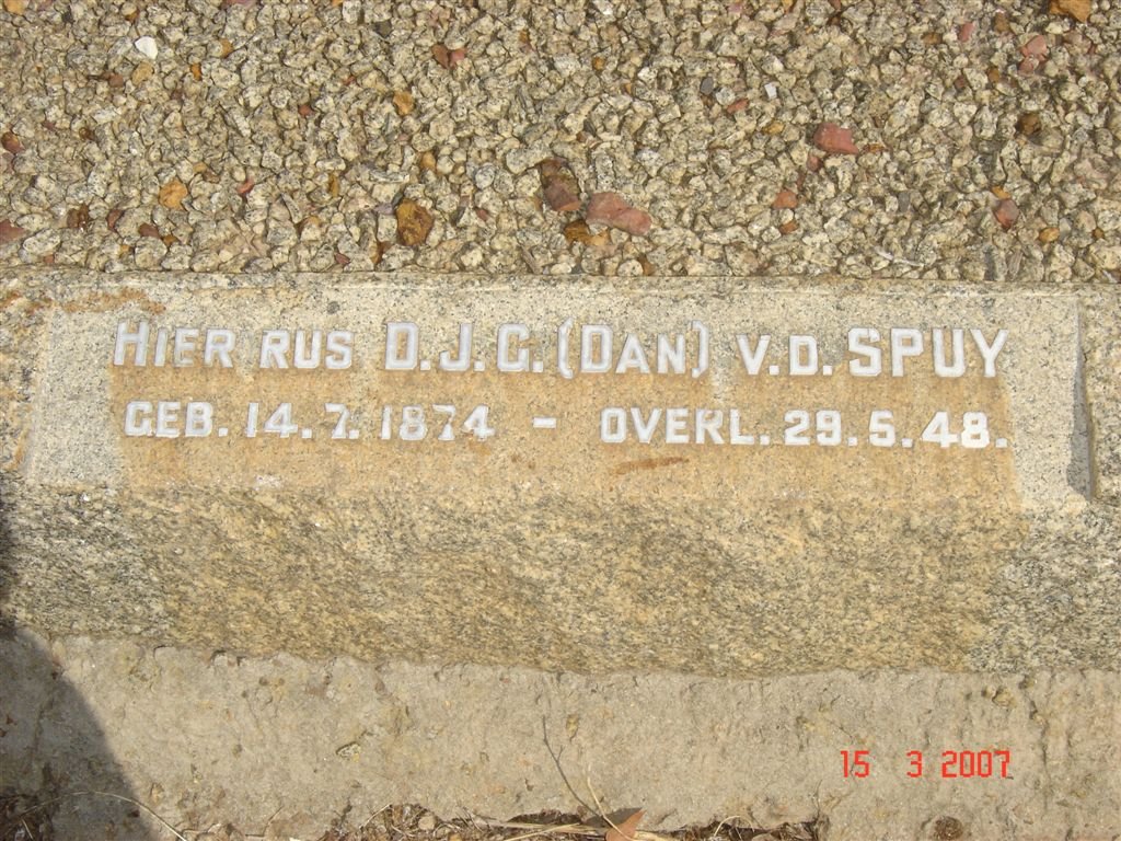 SPUY D.J.G., v.d. 1874-1948