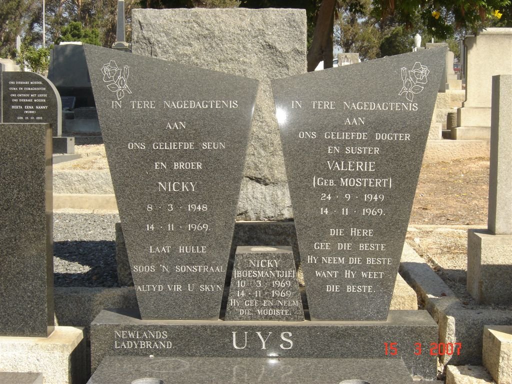 UYS Nicky 1948-1969 &amp; Valerie MOSTERT 1949-1969 :: UYS Nicky 1969-1969