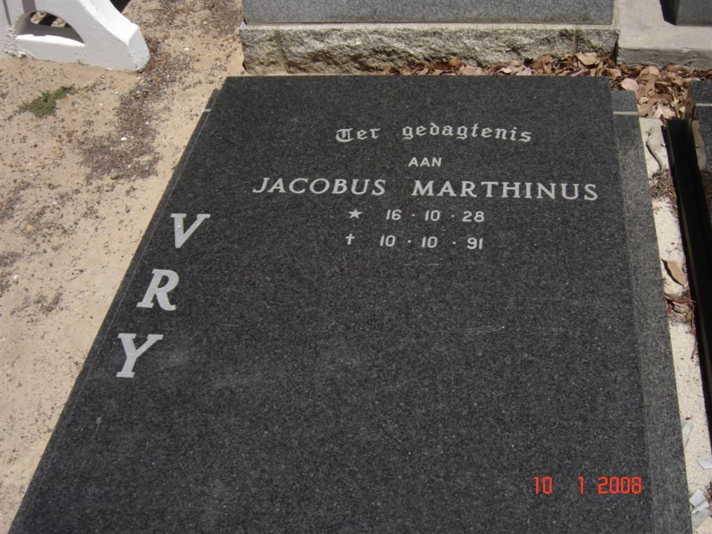 VRY Jacobus Marthinus 1928-1991