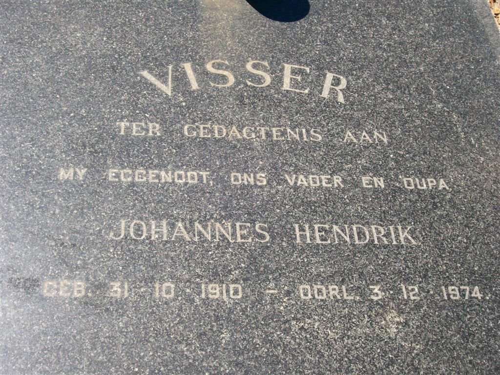 VISSER Johannes Hendrik 1910-1974