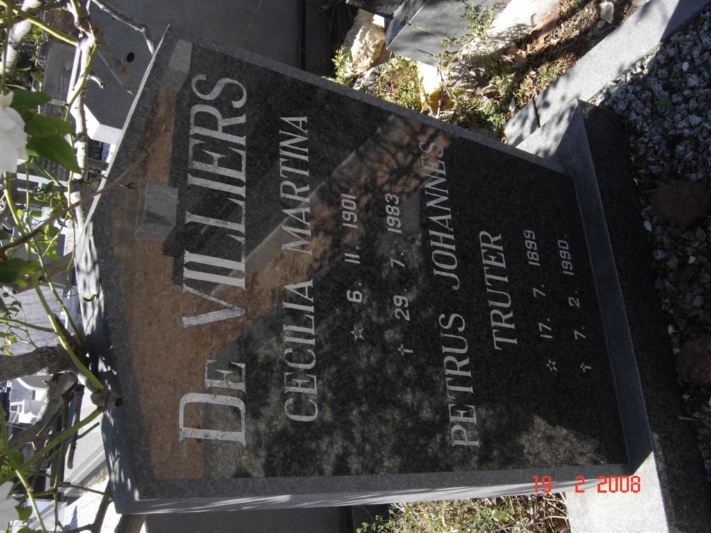 VILLIERS Petrus Johannes Truter, de 1899-1990 &amp; Cecilia Martina 1901-1983