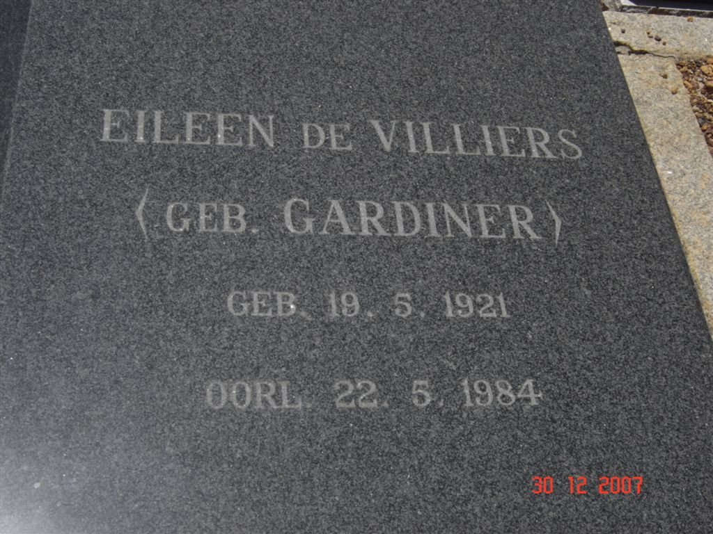 VILLIERS Eileen, de nee GARDINER 1921-1984