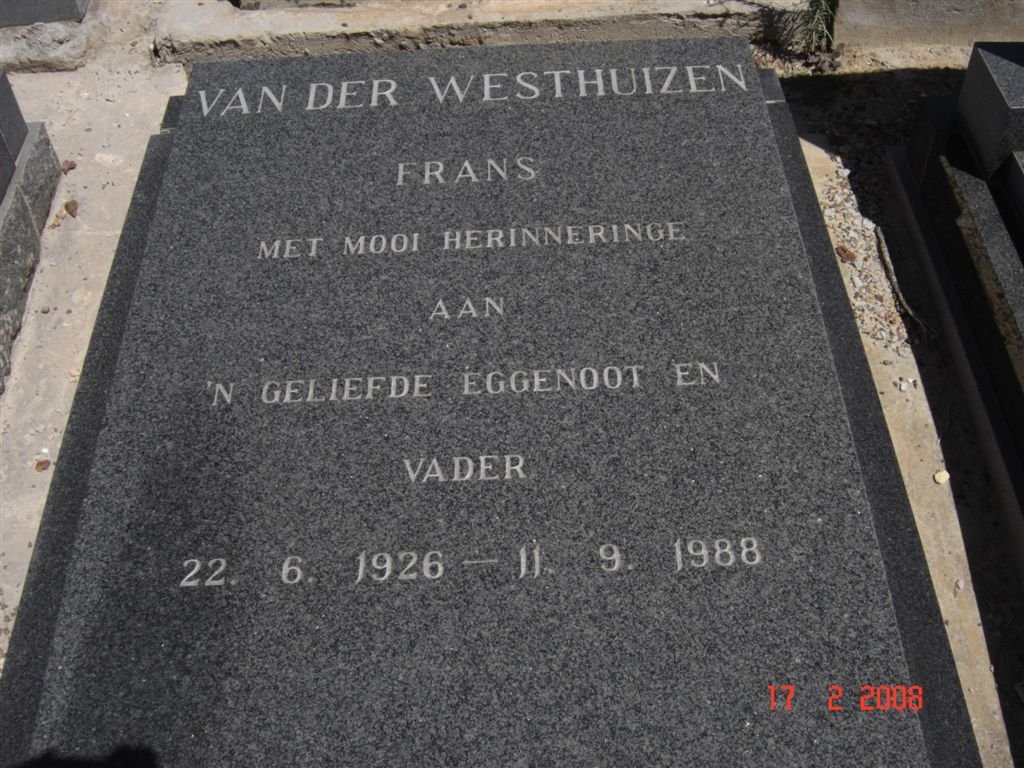 WESTHUIZEN Frans, van der 1926-1988