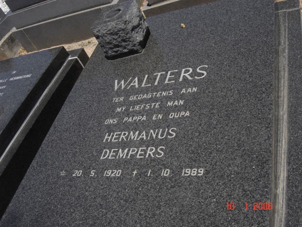 WALTERS Hermanus Dempers 1920-1989