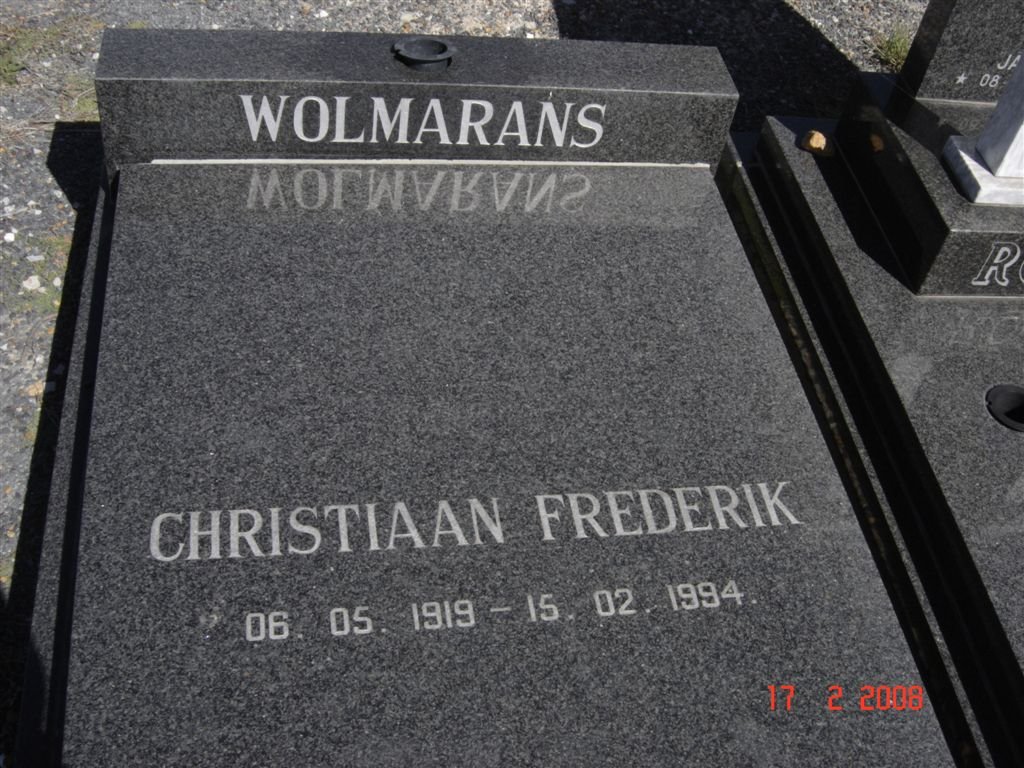 WOLMARANS Christiaan Frederik 1919-1994