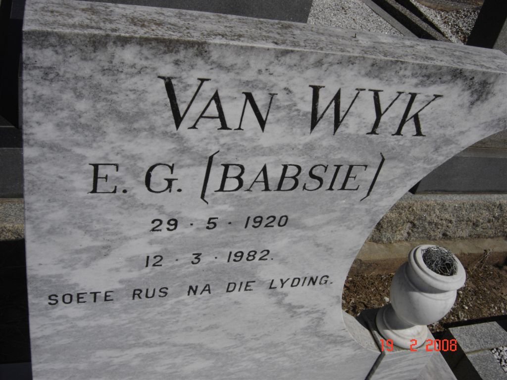 WYK E.G., van 1920-1982