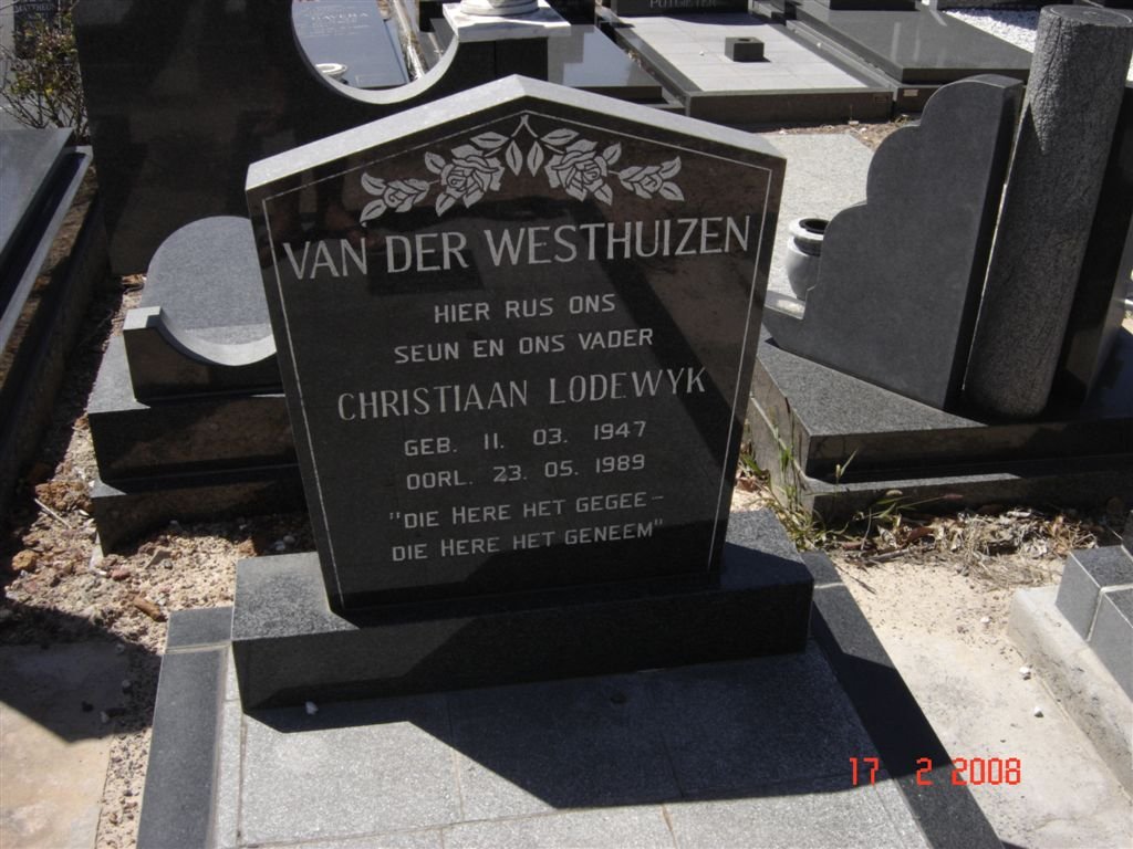 WESTHUIZEN Christiaan Lodewyk, van der 1947-1989