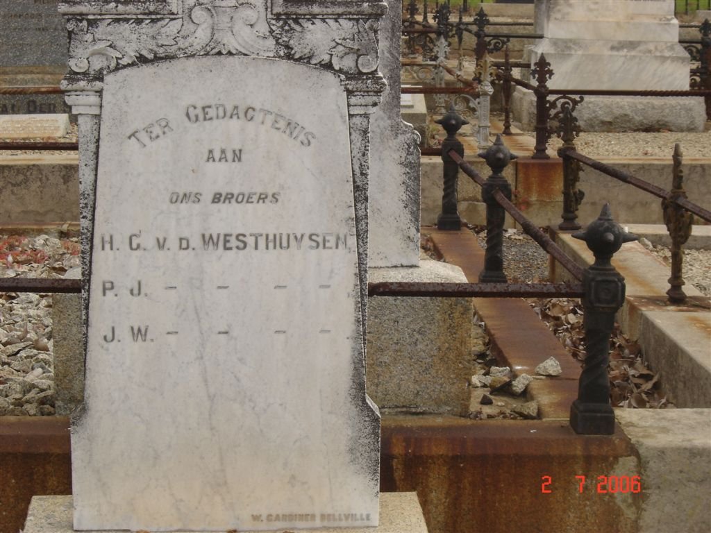 WESTHUIZEN H.G., van der :: VAN DER WESTHUIZEN P.J. :: VAN DER WESTHUIZEN J.W.