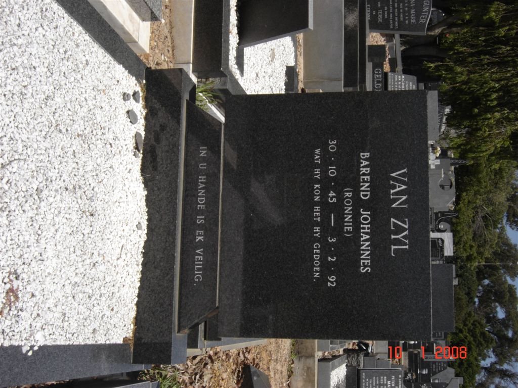 ZYL Barend Johannes, van 1945-1992