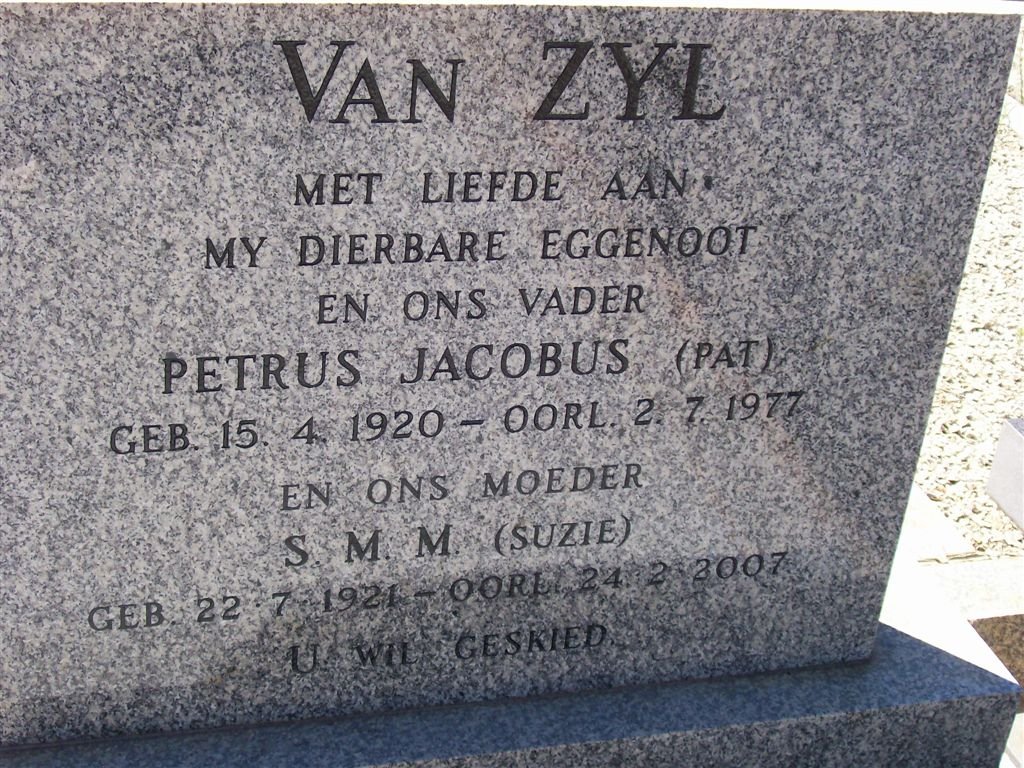 ZYL Petrus Jacobus, van 1920-1977 &amp; S.M.M. 1921-2007