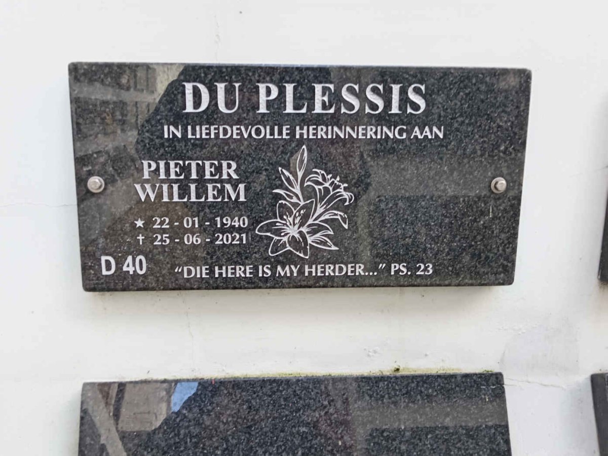 PLESSIS Pieter Willem, du 1940-2021