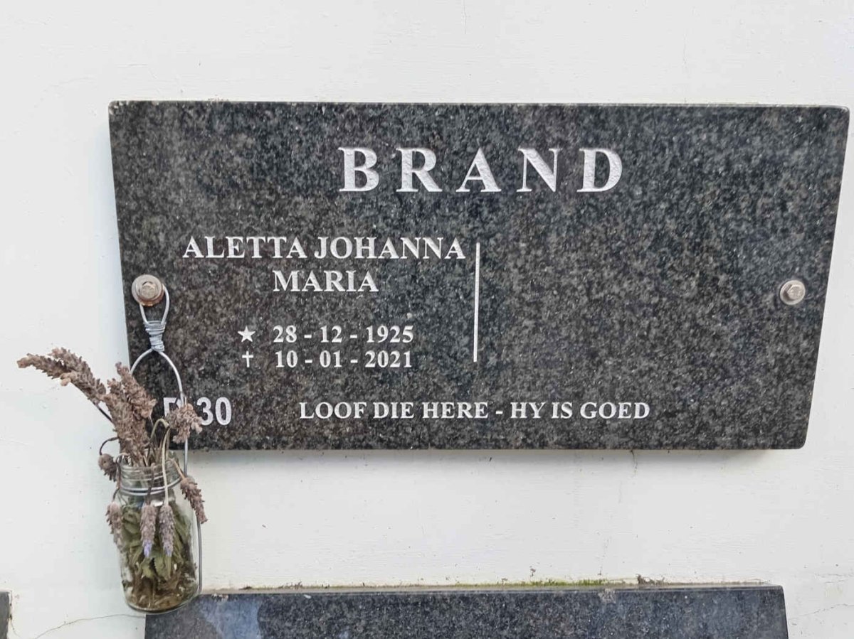 BRAND Aletta Johanna Maria 1925-2021