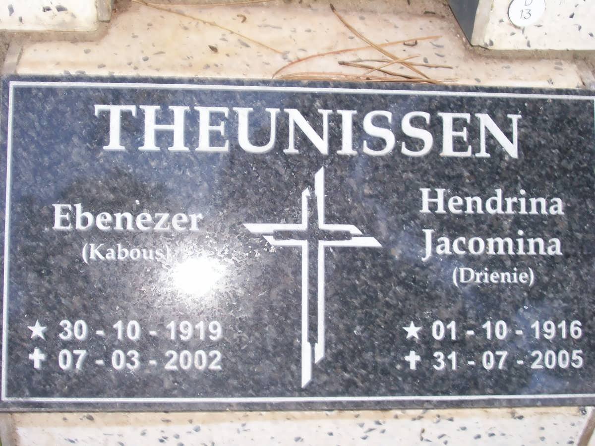 THEUNISSEN Ebenezer 1919-2002 &amp; Hendrina Jacomina 1916-2005
