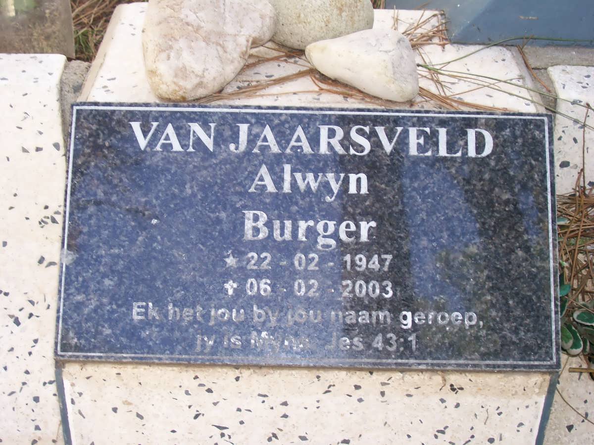 JAARSVELD Alwyn Burger, van 1947-2003
