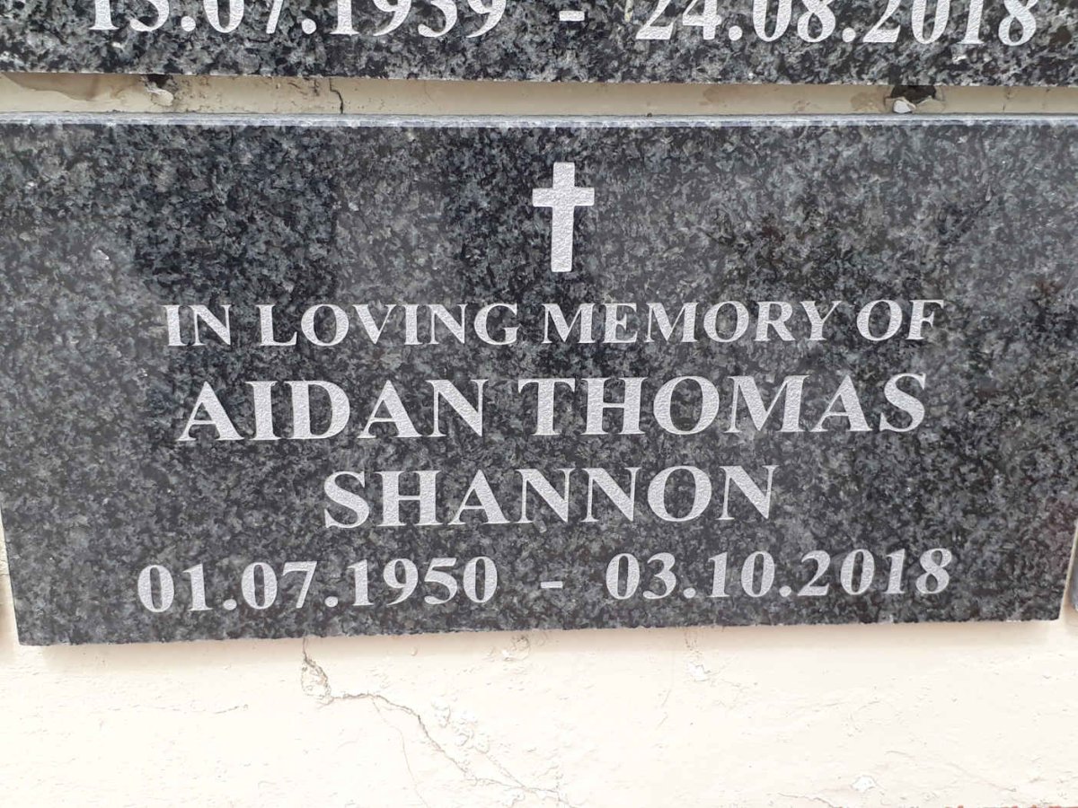 SHANNON Aidan Thomas 1950-2018