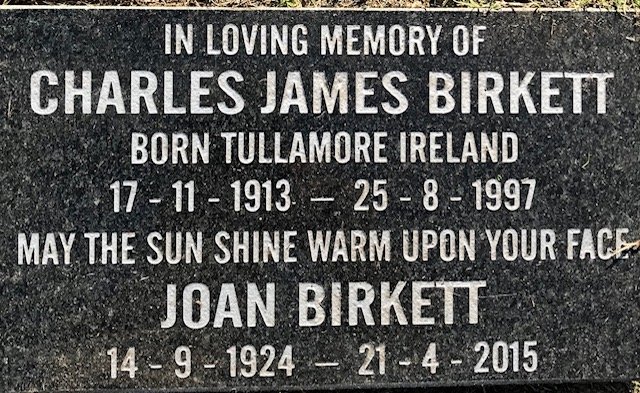 BIRKETT Charles James 1913-1997 &amp; Joan 1924-2015