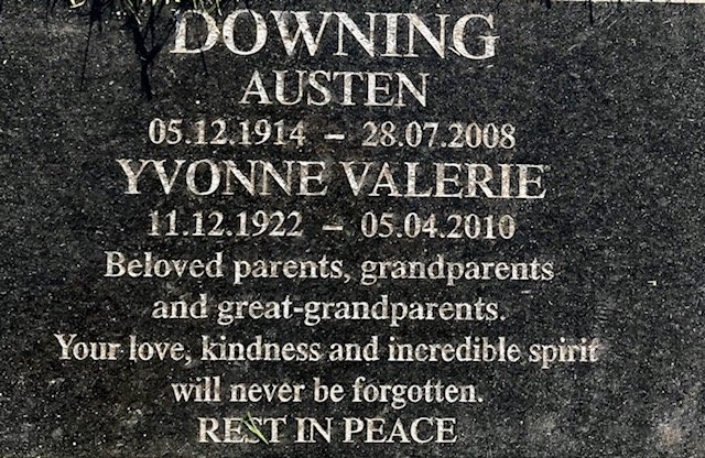 DOWNING Austin 1914-2008 &amp; Yvonne Valerie 1922-2010