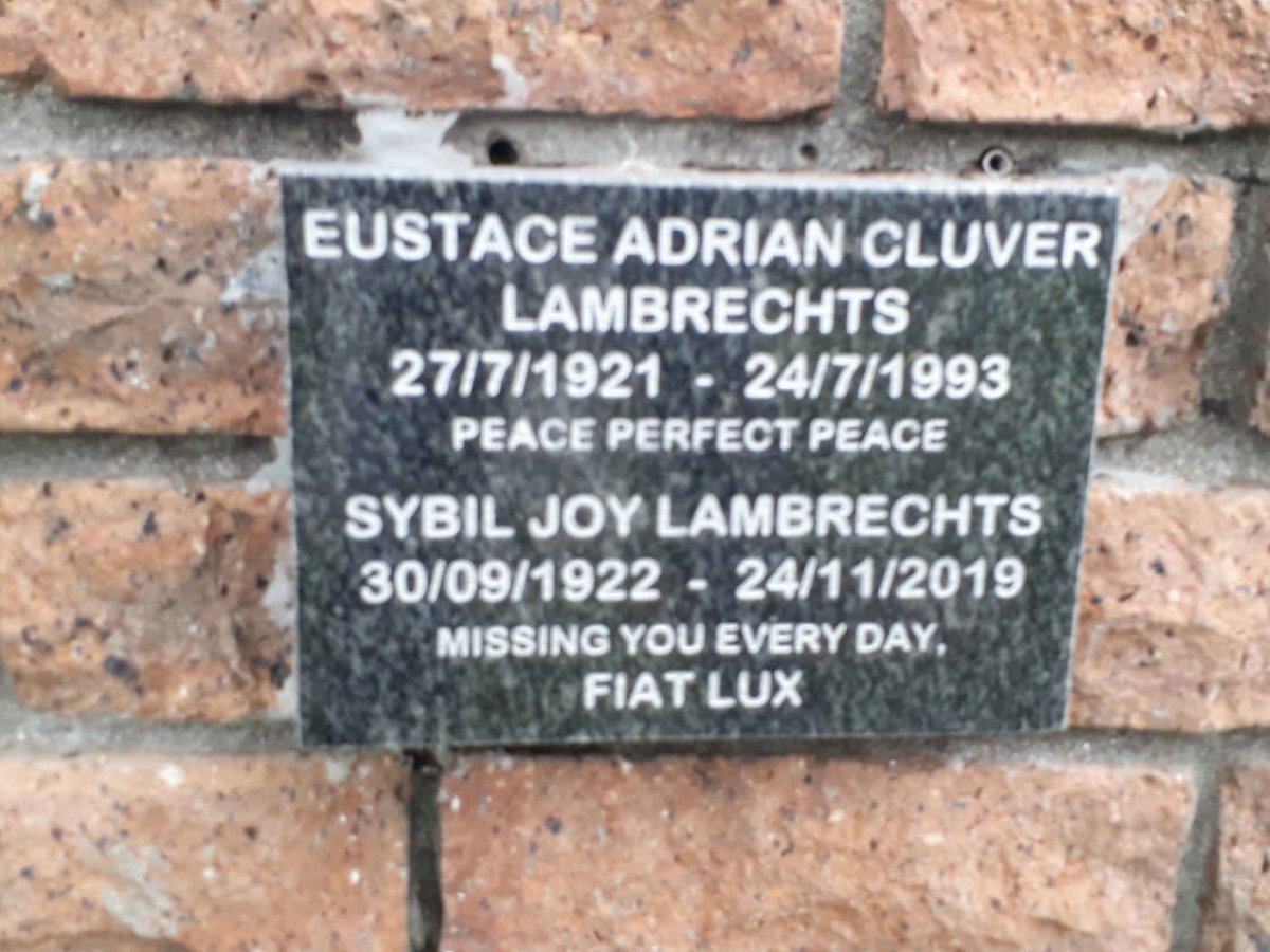 LAMBRECHTS Eustace Adrian Cluver 1921-1993 &amp; Sybil Joy 1922-2019