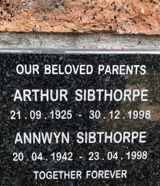 SIBTHORPE Arthur 1925-1998 &amp; Annwyn 1942-1998